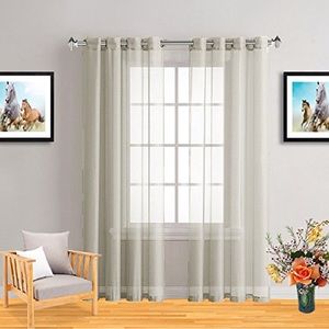 Caroline beige 2 panels linen textured with 8 grommets each